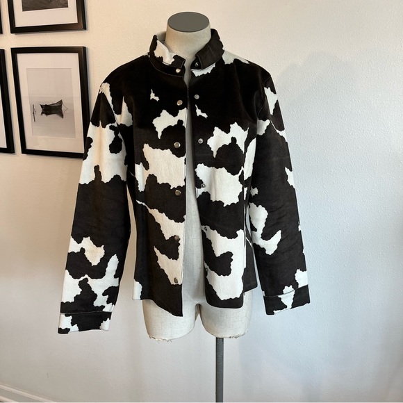 Copper Key Jackets & Coats Vintage Large Copper Key Leather Jacket Vegan Cow Print Y2k Funny